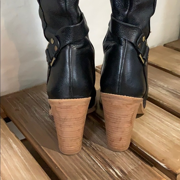 BCBG MaxAzria black leather strappy tall boots - Picture 6 of 11